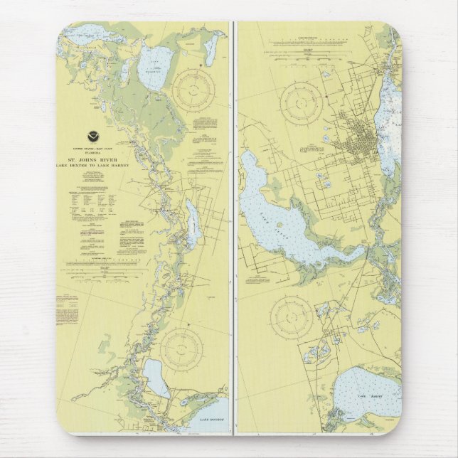 St. Johns River, Florida Nautical Chart Mouse Pad (Front)