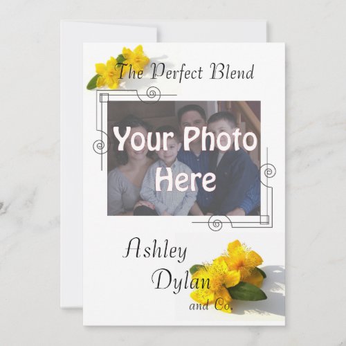 St. John's Wort Blended Family Photo Wedding Custom Announcements
