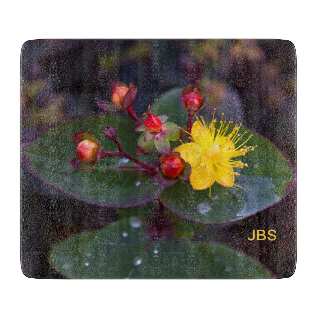 St. John's Wort Yellow Flower Personalized Cutting Board (Front)