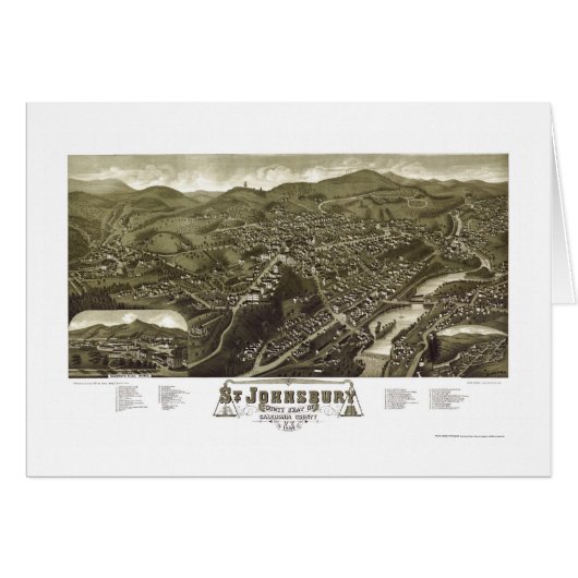 St. Johnsbury, VT Panoramic Map - 1884 Cards (Front Horizontal)