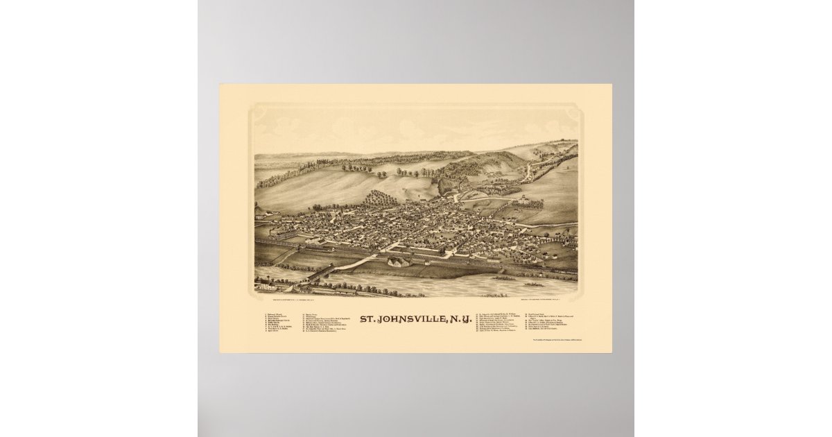 St. Johnsville, NY Panoramic Map 1890 Poster Zazzle