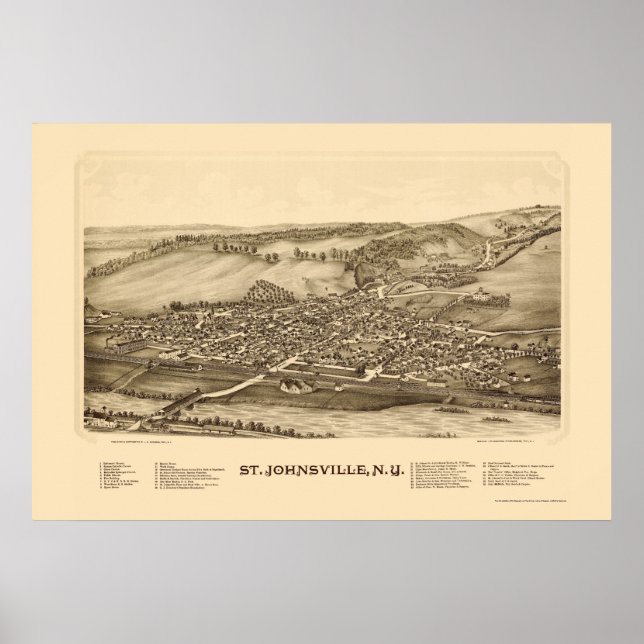 St. Johnsville, NY Panoramic Map - 1890 Poster (Front)