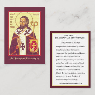St. Josaphat Kuntsevych Ukraine Prayer Religious Enclosure Card