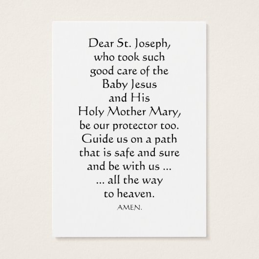 St. Joseph and Baby Jesus Holy Card (Back)