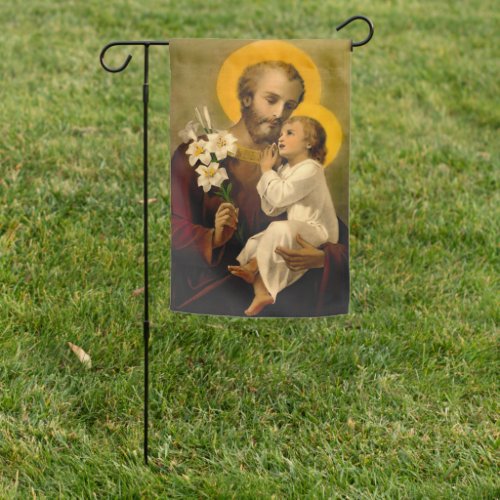 St Joseph and Child Jesus Catholic Saint Print Ban Garden Flag