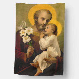 St Joseph and Child Jesus Catholic Saint Print Ban House Flag