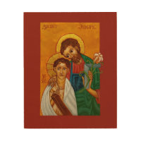 St. Joseph as Worker & Father Wood Print Icon