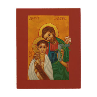 St. Joseph as Worker & Father Wood Print Icon
