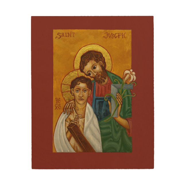 St. Joseph as Worker & Father Wood Print Icon (Front)