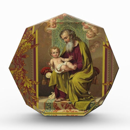 St Joseph Baby Jesus Angels Traditional Catholic Photo Block