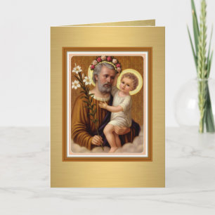 St Joseph Baby Jesus Catholic Religious Vintage Card