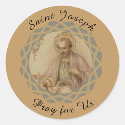 St Joseph Baby Jesus in a Manger Classic Round Sticker
