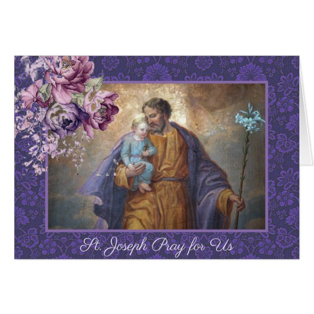 St. Joseph Baby Jesus Lavender Floral (Front Horizontal)