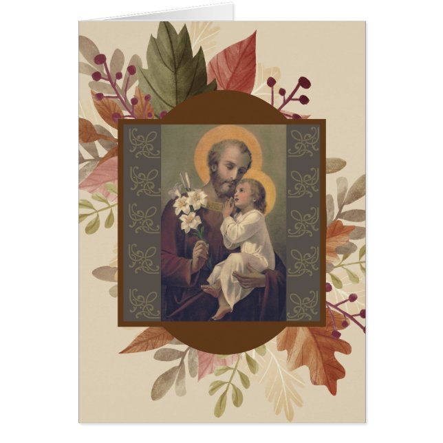 St. Joseph Baby Jesus Leaves Cards (Front)