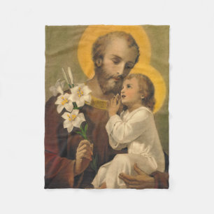 St. Joseph Baby Jesus Lily Fleece Blanket