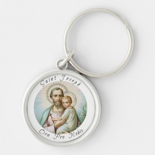 St Joseph Baby Jesus Lily Keychain