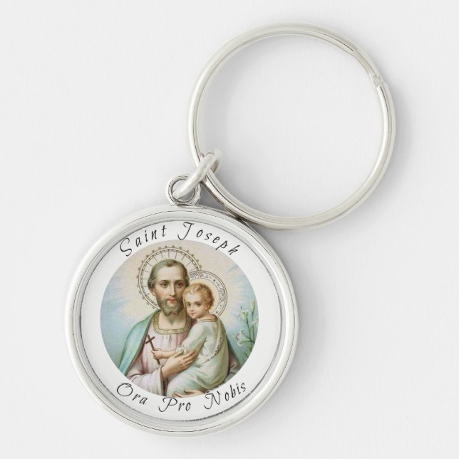 St. Joseph Baby Jesus Lily Keychain (Front)