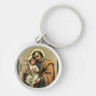 St. Joseph Baby Jesus Lily Keychain