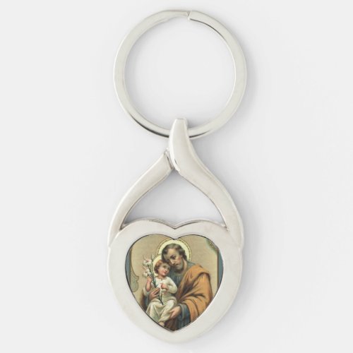St Joseph Baby Jesus  Lily Keychain