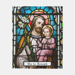 St. Joseph Baby Jesus Religious Catholic Prayer Fleece Blanket