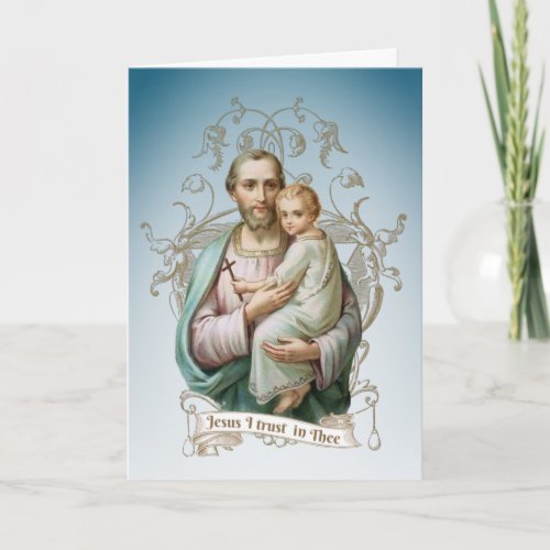 St Joseph  Baby Jesus Religious Catholic Saint Card
