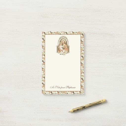 St. Joseph Baby Jesus Religious Vintage Lilies Post-it Notes | Zazzle