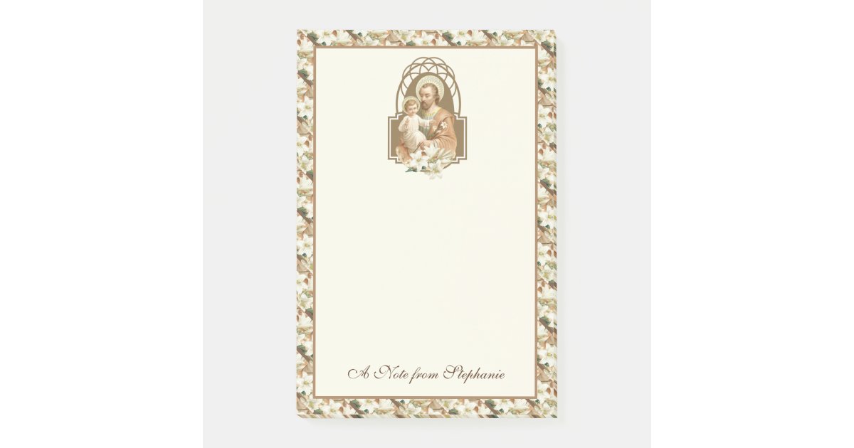 St. Joseph Baby Jesus Religious Vintage Lilies Post-it Notes | Zazzle