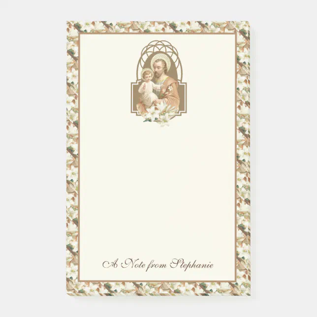 St. Joseph Baby Jesus Religious Vintage Lilies Post-it Notes | Zazzle