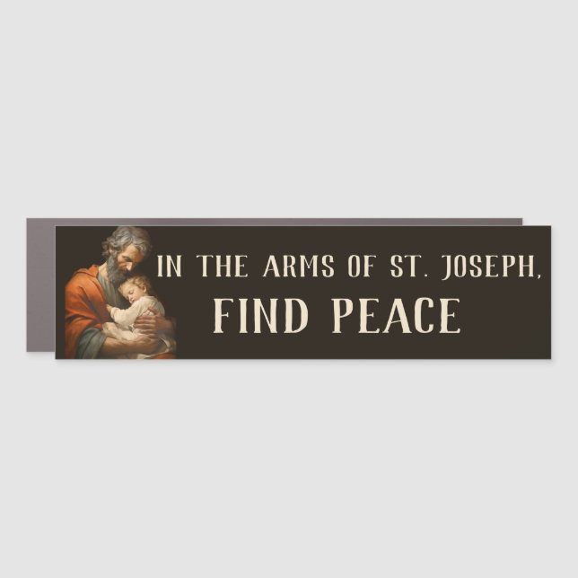 St. Joseph Baby Jesus White Lily Inspirational Car Magnet (Front)