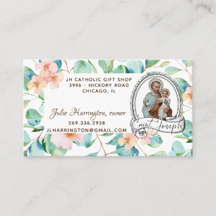 St. Joseph Catholic Eucalyptus Religious Floral Business Card