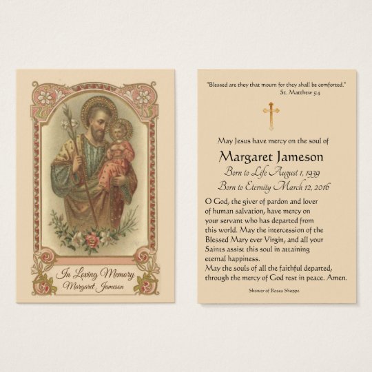 St. Joseph Catholic Funeral Memorial Holy Card - | Zazzle.com