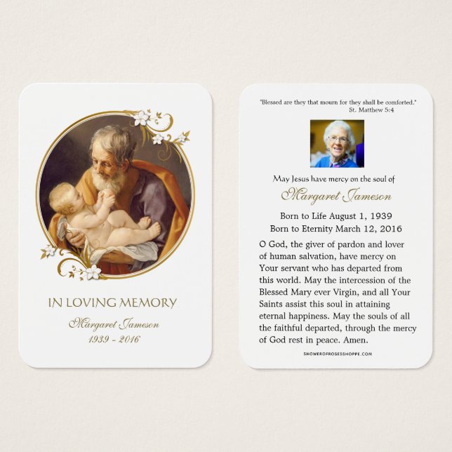 St. Joseph  Catholic Funeral Memorial Holy Card - (Front & Back)