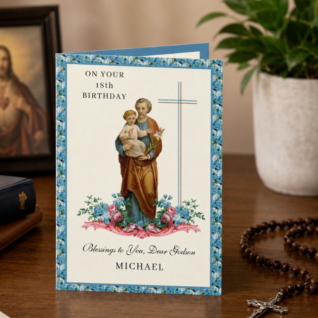 St. Joseph Catholic Godson 18th Birthday Card (Creator Uploaded)