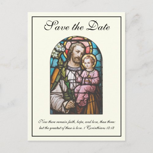 St Joseph Catholic Wedding Save the Date Announcement Postcard