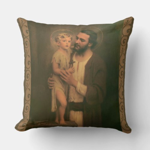St Joseph  Child Jesus C Bosseron Chambers Throw Pillow