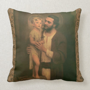 St. Joseph & Child Jesus C. Bosseron Chambers Throw Pillow