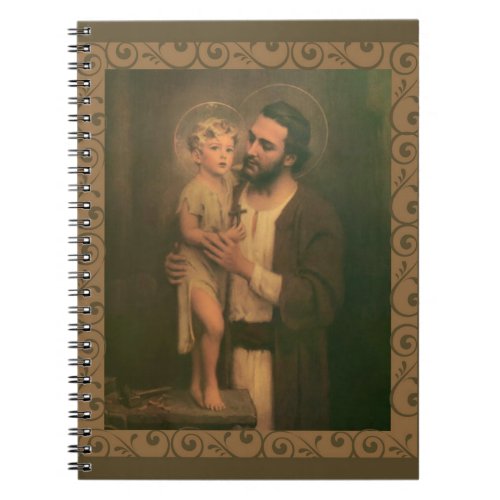 St Joseph  Child Jesus Decorative Gold Notebook
