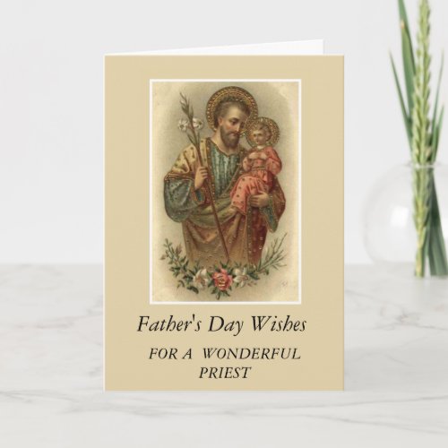 St Joseph  Child Jesus Fathers Day Priest Card