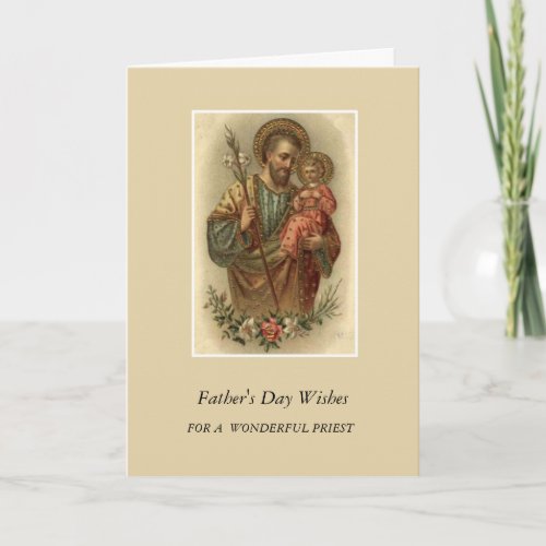 St Joseph  Child Jesus Fathers Day Priest Card