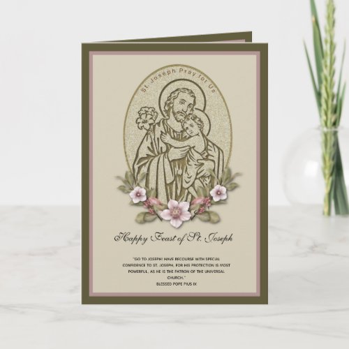 St Joseph Child Jesus Feast Day Floral  Card