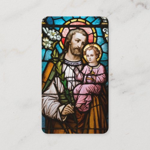 St Joseph Child Jesus Stained Glass Prayer  Place Card