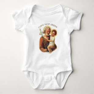 St. Joseph Child Jesus Traditional Lilies Baby Bodysuit