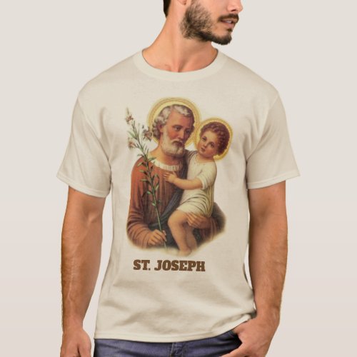 St Joseph Child Jesus Traditional Lilies T_Shirt