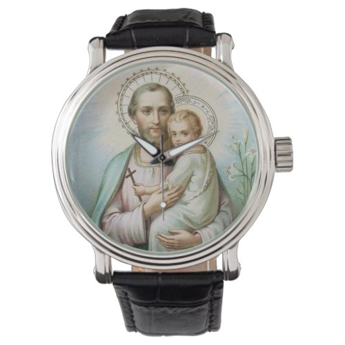 St Joseph Child Jesus Traditional Lilies Watch