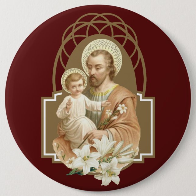 St. Joseph Child Jesus with Lily Religious  Button (Front)