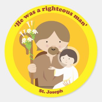 St. Joseph Classic Round Sticker by happysaints at Zazzle