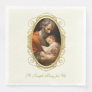 St. Joseph Day Child Jesus Cross Feast Day Paper Dinner Napkins