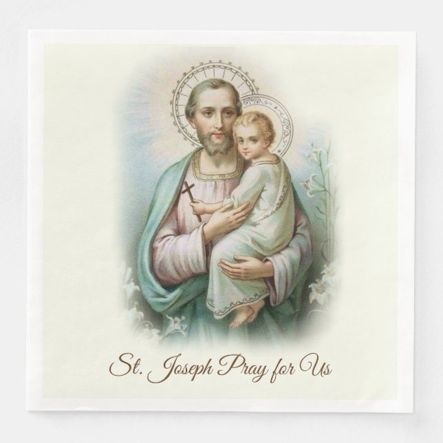 St. Joseph Day Child Jesus Cross Feast Day Paper Dinner Napkins (Front)