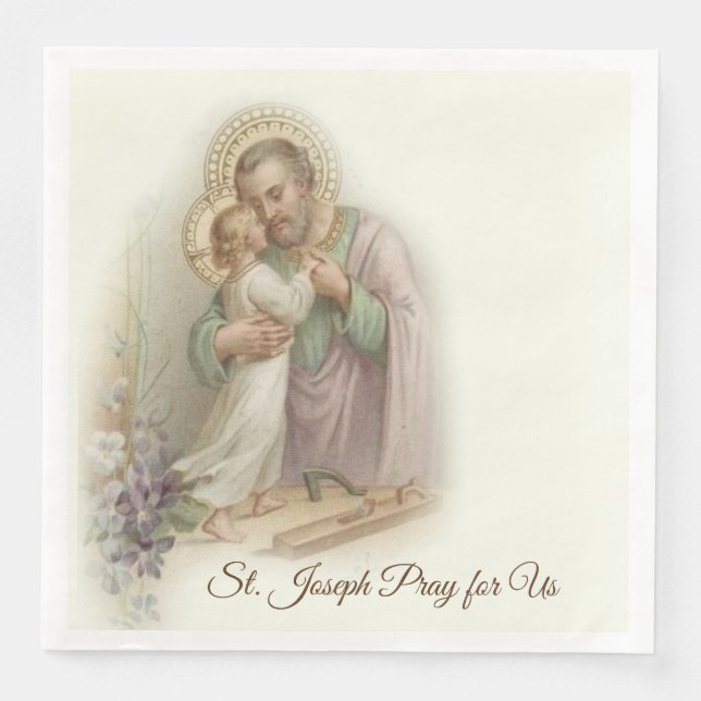 St. Joseph Day Child Jesus Feast Day Paper Dinner Napkins (Front)