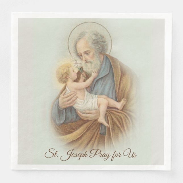 St. Joseph Day Child Jesus Feast Day Paper Dinner Napkins (Front)